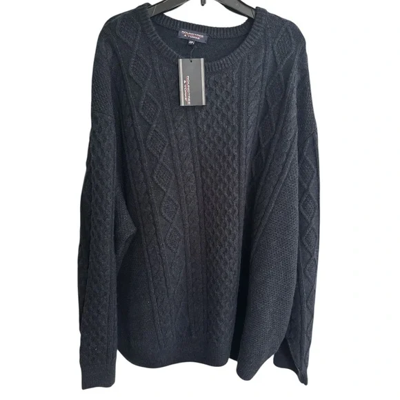 NWT Roundtree & Yorke 4X 4XL Navy Wool Blend Fisherman Style Sweater - Picture 2 of 7